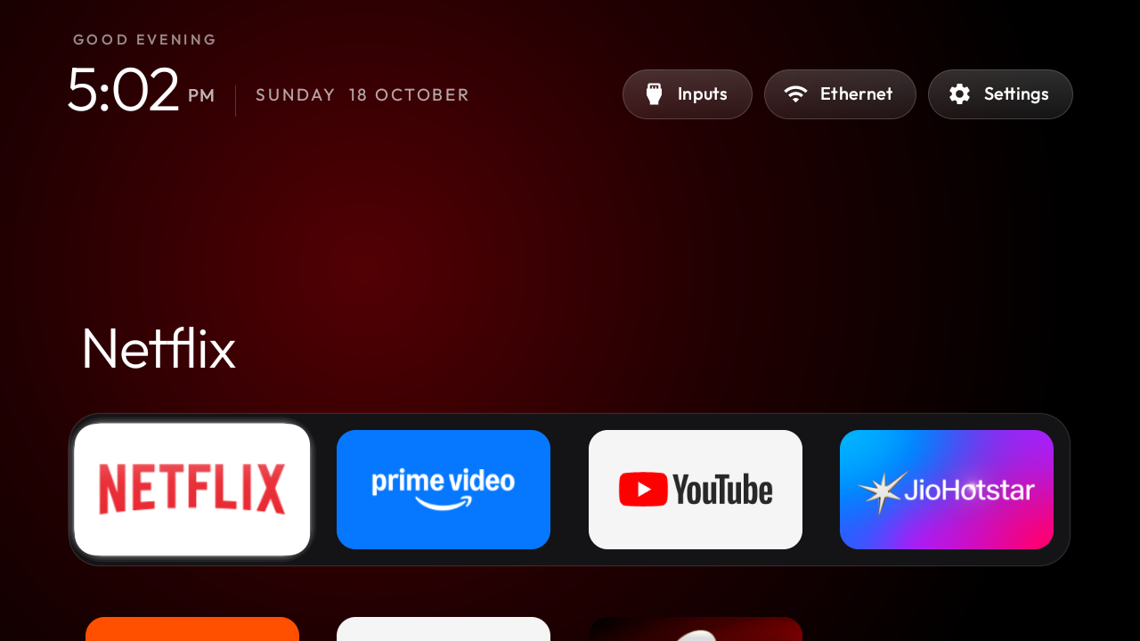 The CleanYourTV top shelf naming the focused app over an ambient glow taken from its artwork