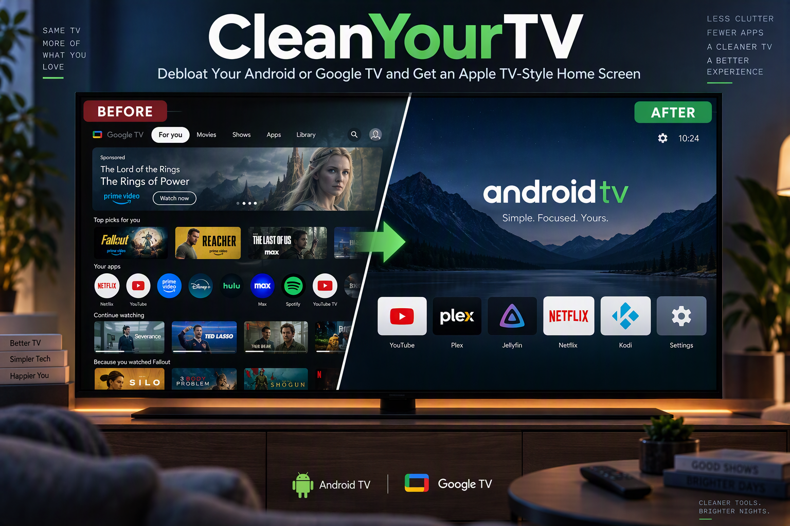 CleanYourTV: Debloat Your Android or Google TV and Get a Clean Home Screen