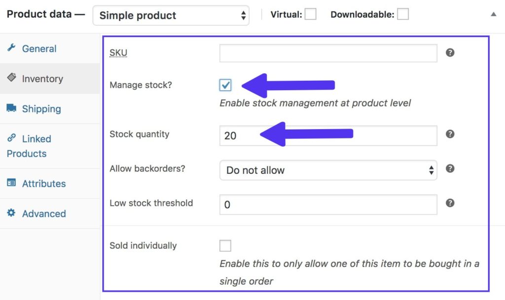 WooCommerce Product Inventory