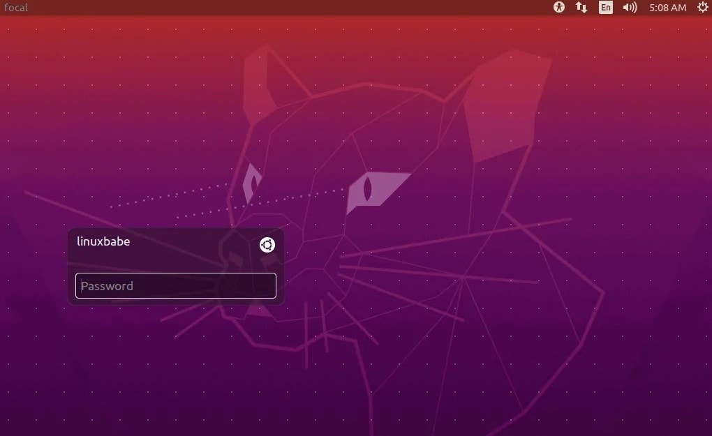 Ubuntu Login Screen