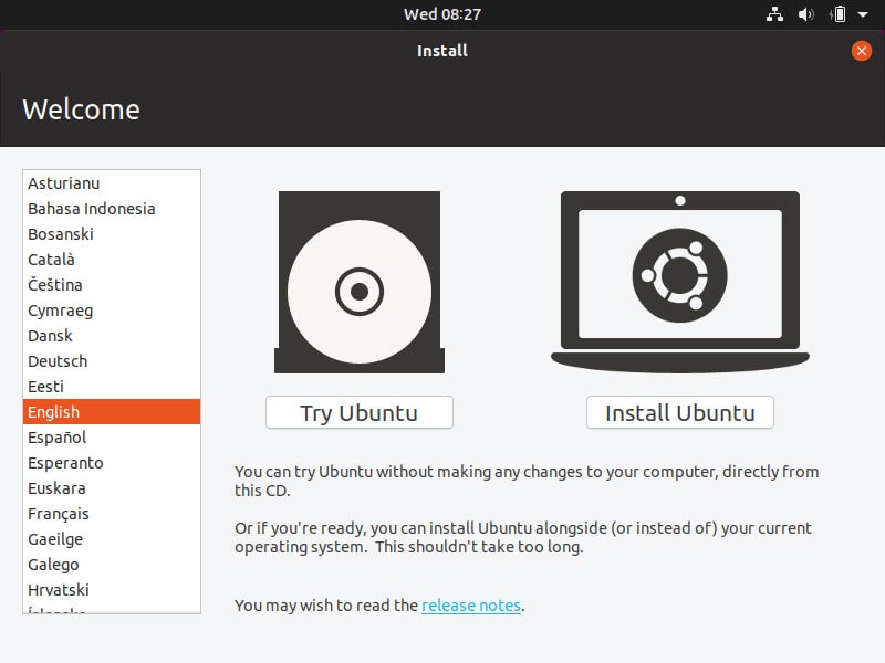 Ubuntu Welcome Screen